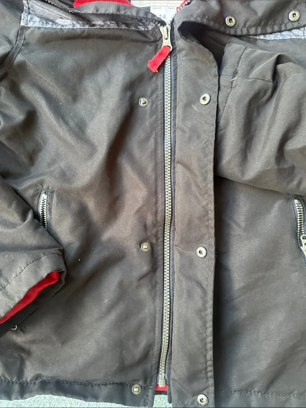 Carter's Black Hooded Puffer Jacket with Red Lining